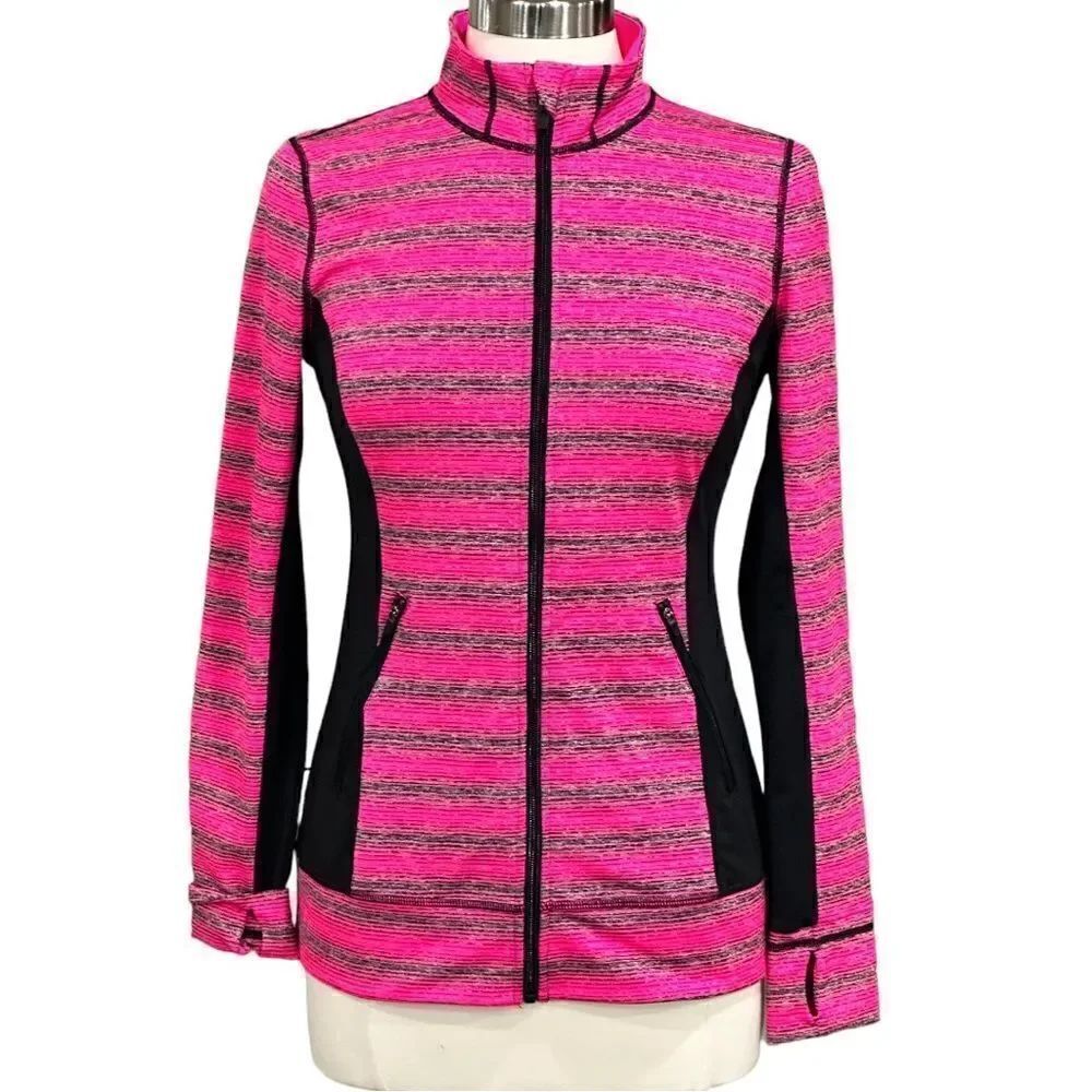 Ideology Women’s Active Jacket in the Size Small in Pink Metallic/Black Combo